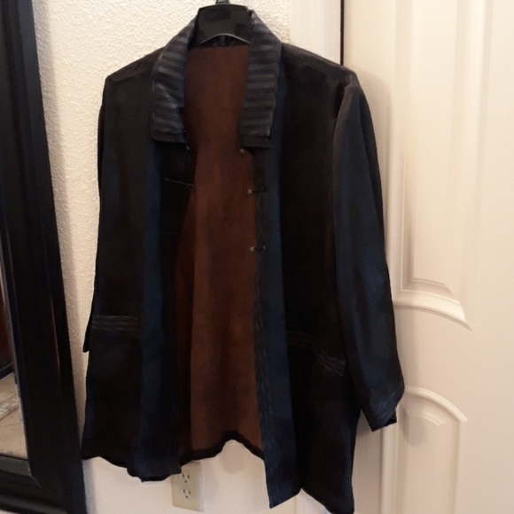 NEW Earthen Silk Lightweight Brown Pattern Jacket - Picture 7 of 7